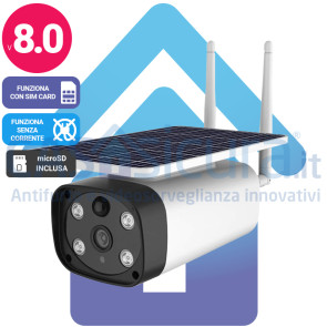 Telecamera IP 4G/5G wifi senza fili da esterno con pannello solare e router integrati - Funziona con SIM e senza corrente