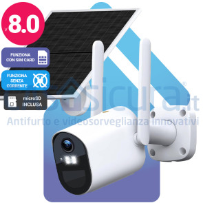 Telecamera IP 4G/5G wifi senza fili da esterno con pannello solare e router integrati - Funziona con SIM e senza corrente