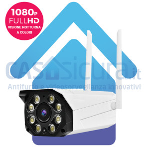 Super telecamera IP full HD wifi con visione notturna A COLORI, funzione allarme e sirena incorporata