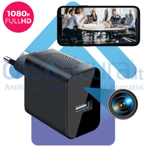 Caricatore USB con telecamera spia Wi-Fi. 2 in 1 - Spy Camera 4K 1080P Full HD ad alta risoluzione con caricatore batteria ed allarme. Anche ambienti bui 1 lux. + Router 4G opzionale