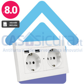 PRESA-SPY – Presa a Muro Doppia con Telecamera Nascosta WiFi Full HD | Microcamera Spia 1080p | Rilevamento Movimento | App Remota | MicroSD 128GB | Alimentazione Continua 24/7 | Personalizzabile