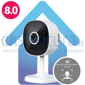 Telecamera IP wifi senza fili smart con riconoscimento umanoidi / persone e funzioni intelligenti, FULL HD - QICam 2C