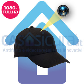 Cappello con telecamera spia e microfono integrato per registrazione audio - Indossabile - LUNGA AUTONOMIA - Cappello con Spy Camera ad alta qualità 4K