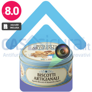 SCATOLA-BISCOTTI-SPY – Scatola di Biscotti con Microcamera WiFi Nascosta Full HD | Telecamera Spia per Cucina e Soggiorno | 100% a Batteria | Visione Notturna | App Remota | Prodotto Personalizzato