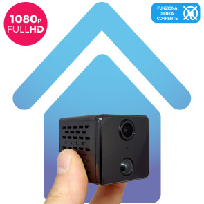 Mini telecamera spia 4G a batteria 100% senza fili - LUNGHISSIMA AUTONOMIA -  Risoluzione FULL HD 1080p - Infrarosso INVISIBILE - Visione grandangolare a 140° - Audio bidirezionale integrato - Funziona con SIM + Cover per ESTERNO (opzionale)