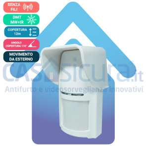 Sensore movimento senza fili PIR+MW Tripla tecnologia da esterno