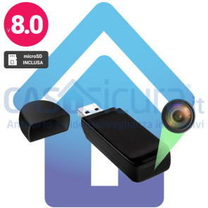 USB-SPY – Chiavetta USB con Microcamera Nascosta Full HD 1080p | Registrazione Video e Audio | Rilevamento Movimento | 32GB Integrati | Autonoma o Collegata | Telecamera Spia Tascabile | Personalizzabile
