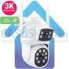 Telecamera Wifi PTZ 360 con DOPPIO obiettivo zoom 8x*. Visione oltre 100 metri - Infrarosso,  Audio bidirezionale integrato. Lettura targhe ULTRA + ROUTER 4G (opzionale)