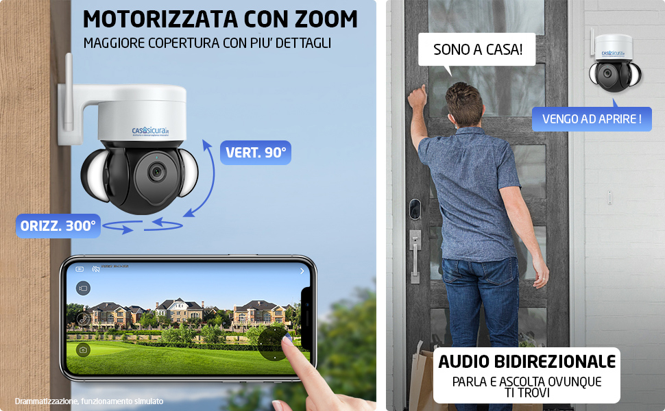 Hiseeu Telecamera Wi-Fi Esterna 3MP PTZ 360°, Visione Notturna A Colori, Tracciamento Umano, Audio 2 Vie, IP66