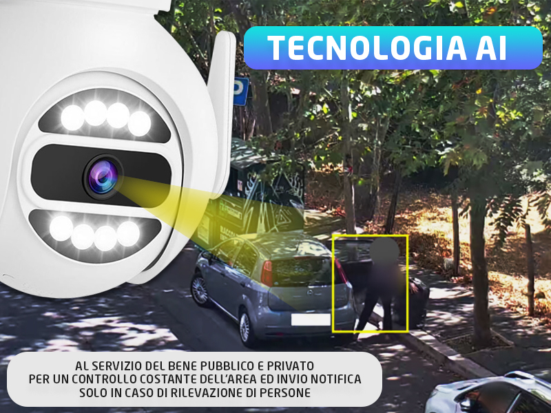 Fototrappola 4G Con SIM E Pannello Solare - 2K Visione Notturna A Colori, GPS, 7800mAh, IP66