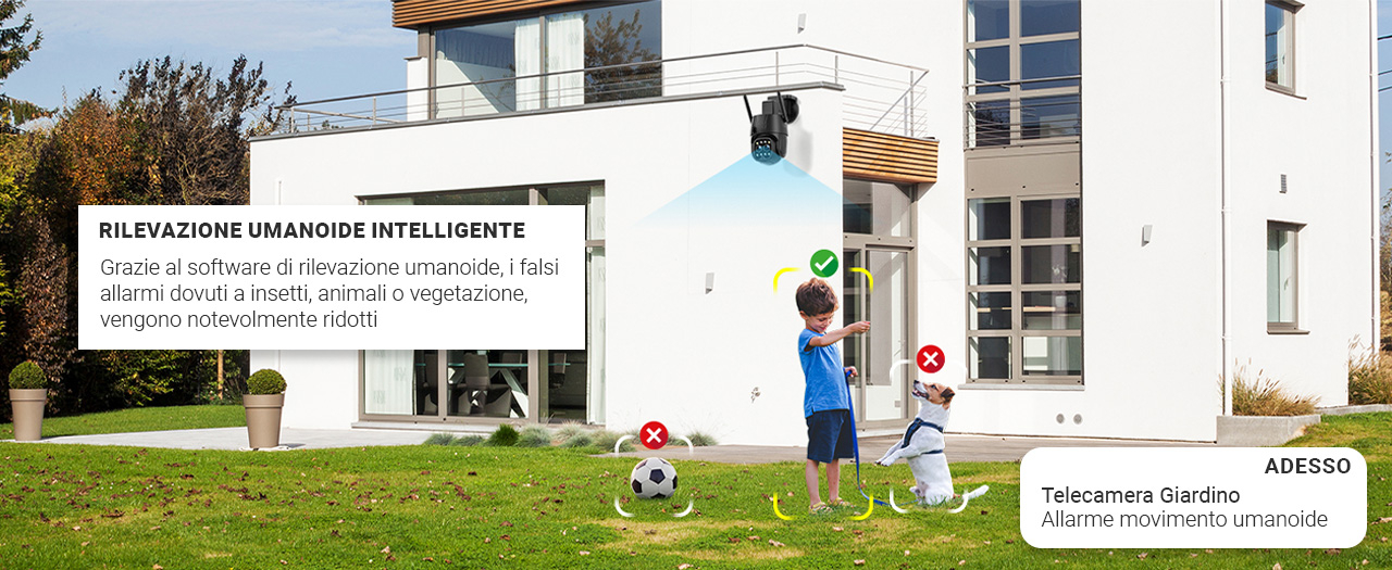 Wiby Telecamera Interna Wi-Fi A Doppio Obiettivo – PTZ 355°/90°, Visione Notturna A Colori Fino A 15 M, Audio Bidirezionale, Rilevamento Movimento E Compatibilità Con Alexa